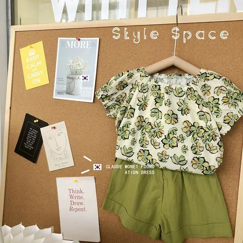Children'S Clothing Children'S Short-Sleeved Suit 2023 Summer New Girls Korean Floral Top And Green Shorts Suit
Children'S Clothing Children'S Short-Sleeved Suit 2023 Summer New Girls Korean Floral Top And Green Shorts Suit