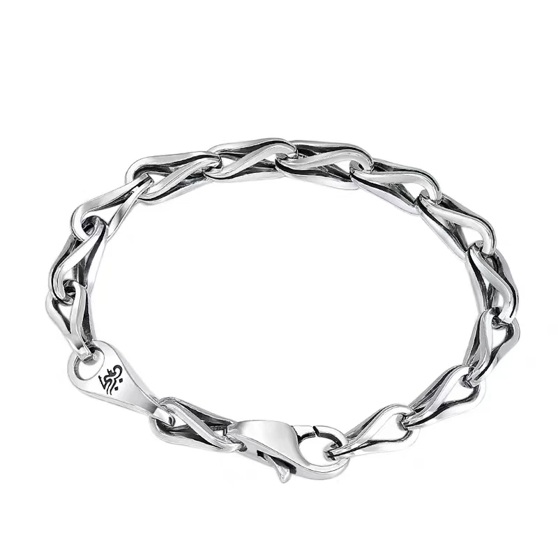

100%S925 Sterling Silver Six-word truth Bracelet for Men And Women the Same fashion Couple Korean Version of Simple Overbearing