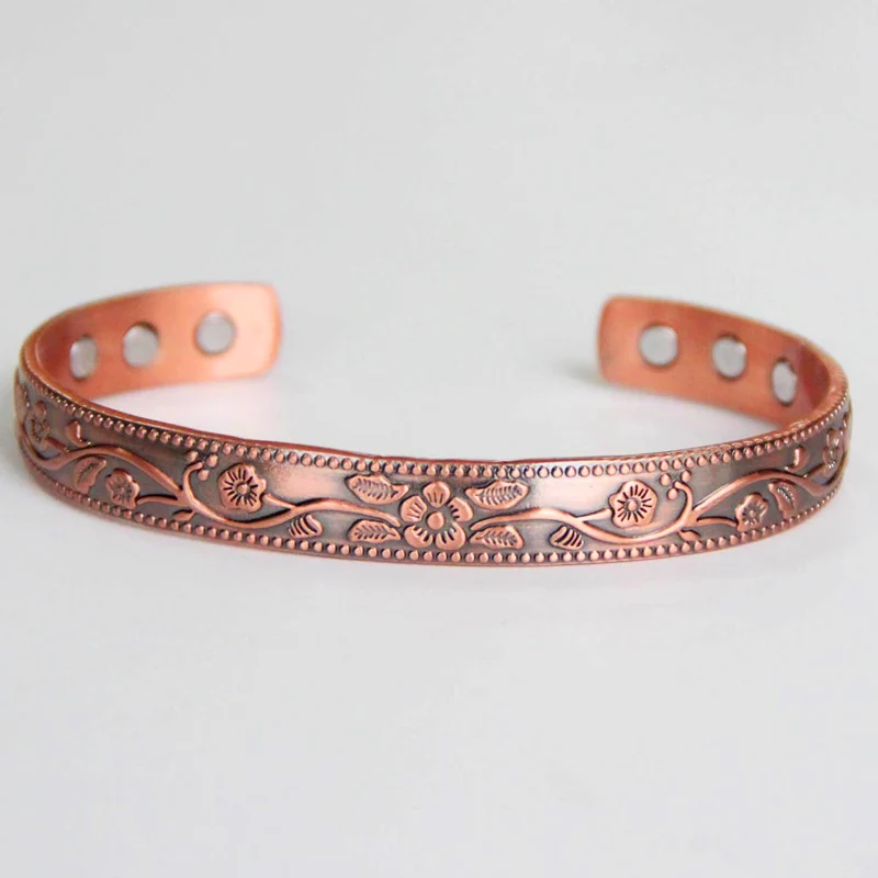 Vintage Flower Magnetic High Gauge 99.9% Solid Copper Bracelet for Women Magnetic Therapy Bracelet for Arthritis Pain Relief
Vintage Flower Magnetic High Gauge 99.9% Solid Copper Bracelet for Women Magnetic Therapy Bracelet for Arthritis Pain Relief