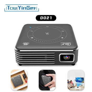 Touyinger D021 DLP 미니빔프로젝터 안드로이드 9.0, 4K동영상 HD 초경량빔 휴대용 마이크로 와이파이, 3D지원, 블루투스 LED 프로젝터, 배터리 포함 캠핑용 스마트빔