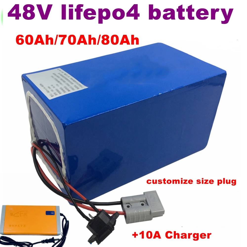 

Lithium 48V 80AH lifepo4 48V 60Ahbattery 48V 70Ah Rechargeable for 3500w scooter bike Solar motorcycle vehicle + 10A Charger