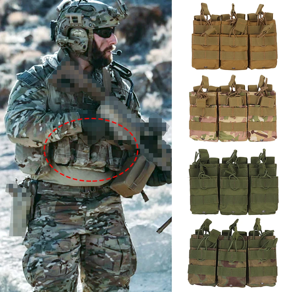 

Тактическая Тройная сумка для магазина, двухслойная Сумка Molle, магнитные мешочки, держатель картриджа для M4 M14 M16 AK AR, Охотничьи аксессуары