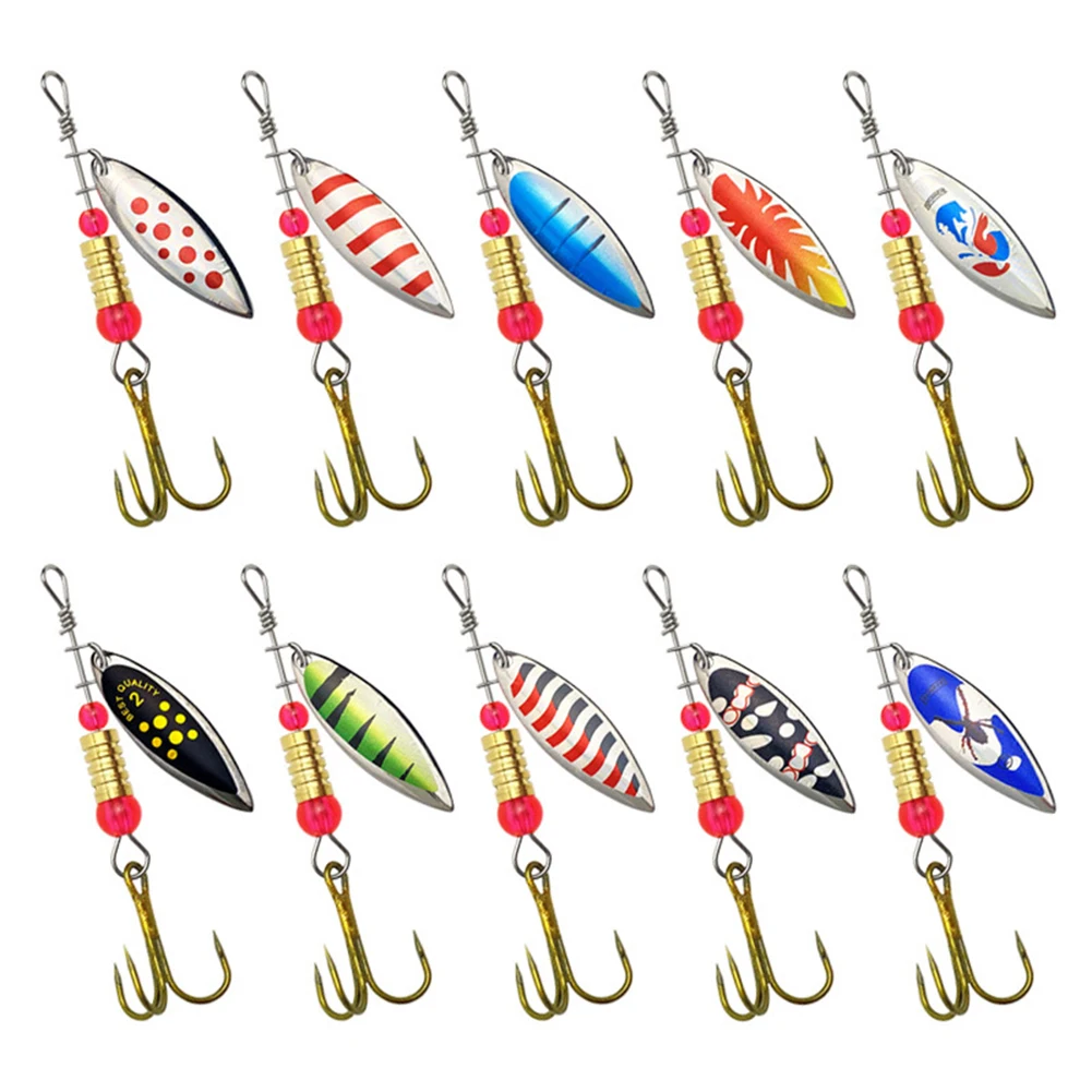 

10Pcs Rotating Spoon Fishing Spinner Spinnerbait Trout Freshwater Saltwater Outdoor Fish Accessories Durable Practica 6x1.5cm