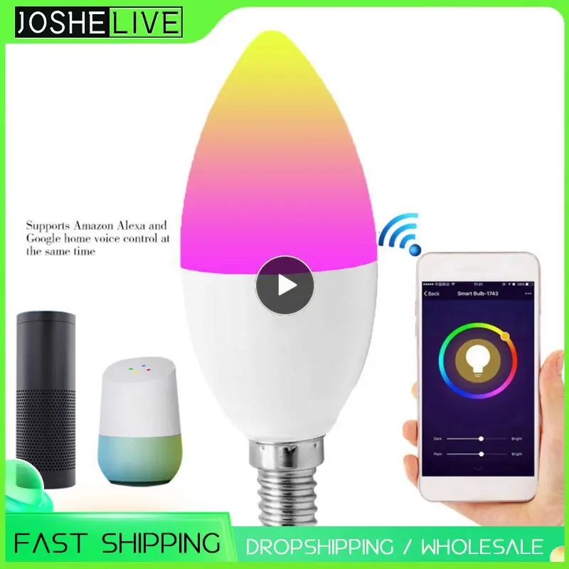 

Tuya E14 E12 Smart Candle Bulb RGBCW 5W LED Lamp Smartthings Remote Control Compatible With Alexa Home