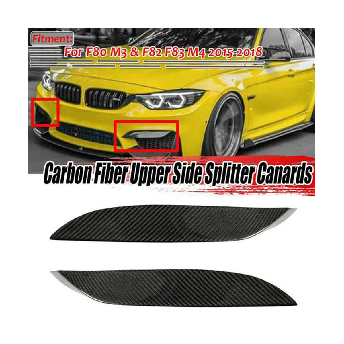 Real Carbon Fiber Front Bumper Side Splitter Canards Lip Spoiler for F80 M3 F82 F83 2015-2018
Real Carbon Fiber Front Bumper Side Splitter Canards Lip Spoiler for F80 M3 F82 F83 2015-2018