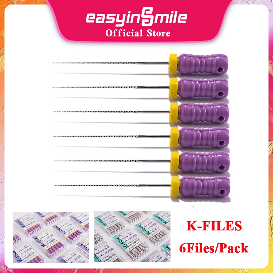 

10Packs Dental Endo Hand Use K-FILES Endodontic Root Canal File K-Files 25mm Stainless Steel EASYINSMILE Dental Endo Hand 15-40#