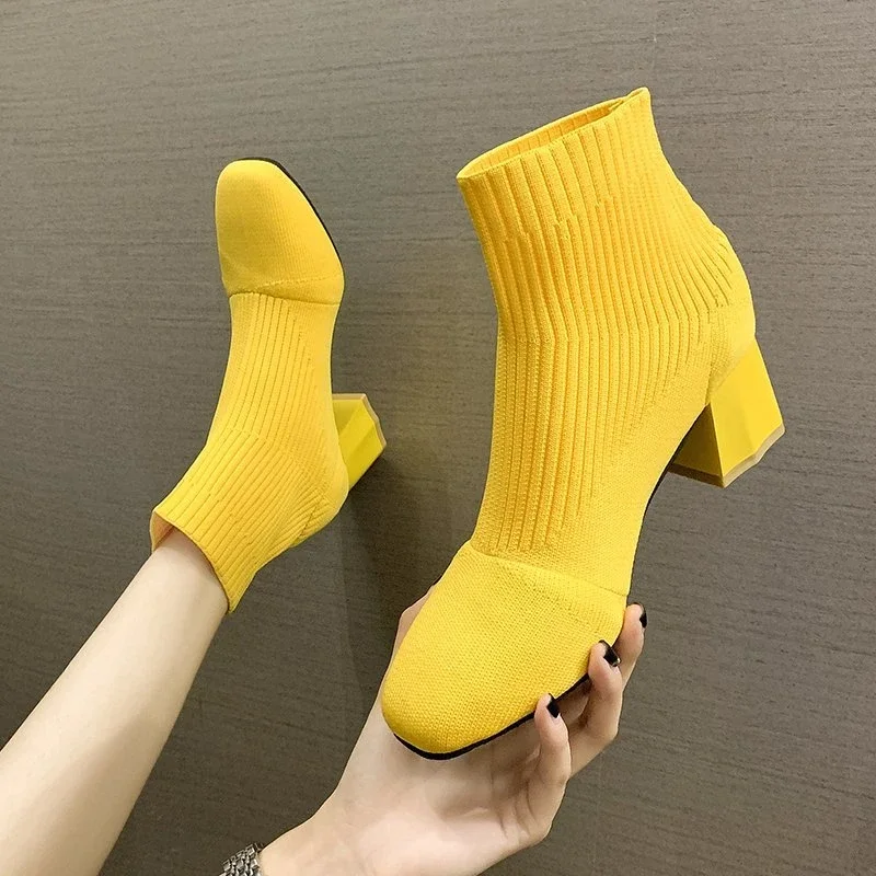 Spring Autumn Stretch Fabrics Sock Boots for Women Shoes High Heels Square Heel Knitting Shoes Elastic Ankle Boots Lady Boots
Spring Autumn Stretch Fabrics Sock Boots for Women Shoes High Heels Square Heel Knitting Shoes Elastic Ankle Boots Lady Boots