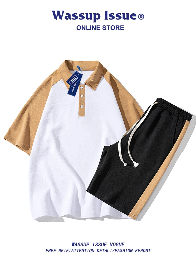 WASSUP ISSUE American Color Block POLO Shirt Men's Summer Short Sleeved T-shirt Loose Casual Set Straight ShortS
WASSUP ISSUE American Color Block POLO Shirt Men's Summer Short Sleeved T-shirt Loose Casual Set Straight ShortS