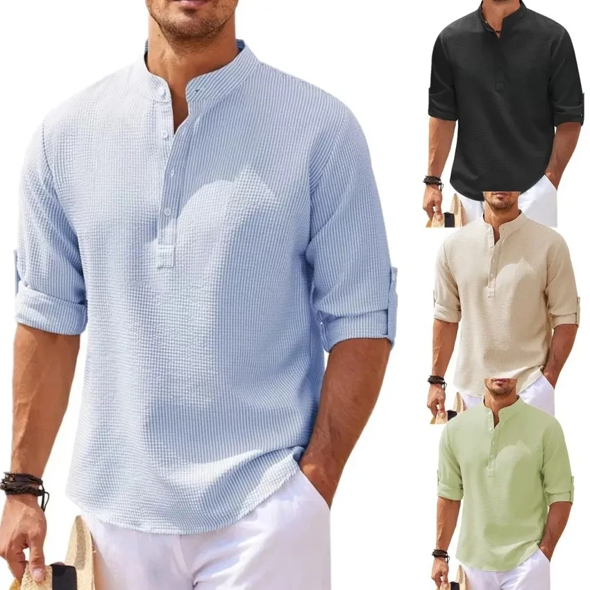 Cotton Linen Hot Sale Men's Long-Sleeved Shirts Spring Autumn Solid Color Stand-Up Collar Casual Beach Style Plus Size S-4XL
Cotton Linen Hot Sale Men's Long-Sleeved Shirts Spring Autumn Solid Color Stand-Up Collar Casual Beach Style Plus Size S-4XL