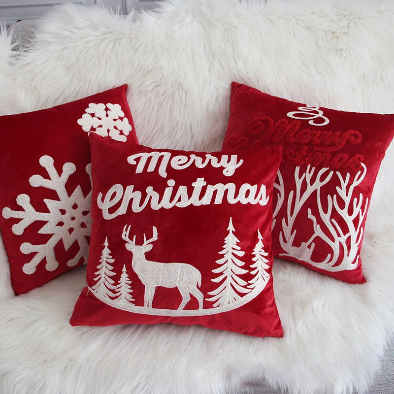 Red Christmas Patch Embroidered Cushion Cover Velvet Festival Merry Christmas Pillow Covers Decorative Home Decor Pillowcase
Red Christmas Patch Embroidered Cushion Cover Velvet Festival Merry Christmas Pillow Covers Decorative Home Decor Pillowcase
