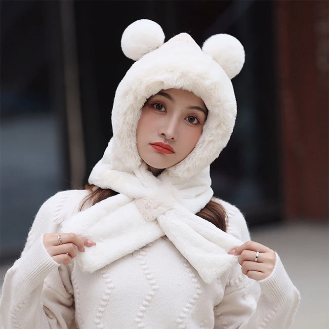 Hat Scarf One Female Winter Plush Thickened Cold Proof Warm Windproof Plush Scarf Ear Protection Girl Women Hat White
Hat Scarf One Female Winter Plush Thickened Cold Proof Warm Windproof Plush Scarf Ear Protection Girl Women Hat White