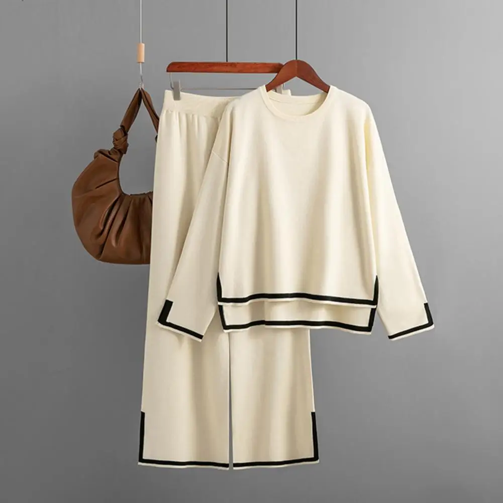 Womens Autumn 2 Piece Sets O-neck Long Sleeve Side Slit Pullover Sweater+wide Leg Pants Elegant Solid Color Casual Sweatshirts
Womens Autumn 2 Piece Sets O-neck Long Sleeve Side Slit Pullover Sweater+wide Leg Pants Elegant Solid Color Casual Sweatshirts