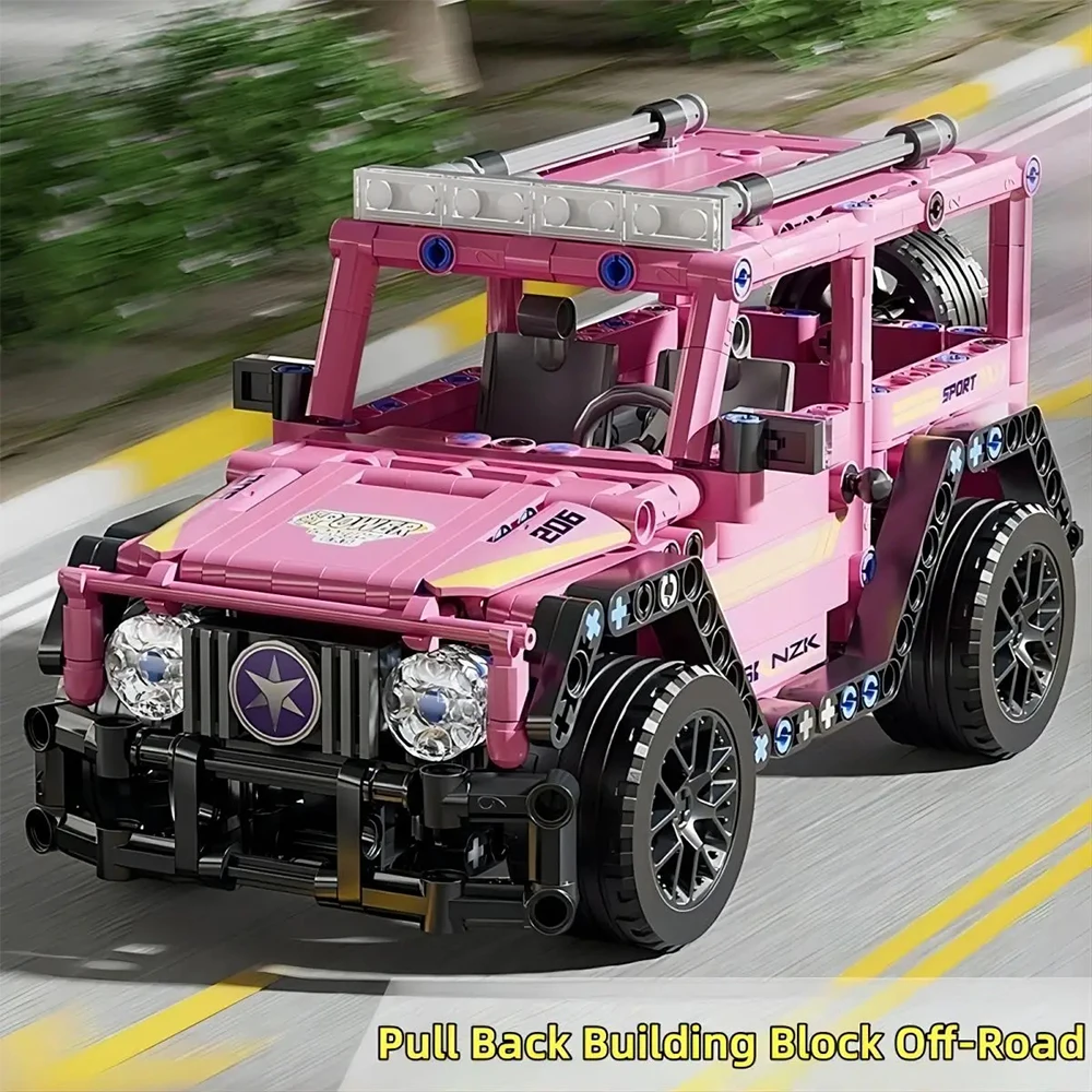 

Creative Ideas Pink Off Road Vehicle Modular MOC Racing Technical Assemble Building Blocks Model Bricks 486PCS Kids Toys Gifts