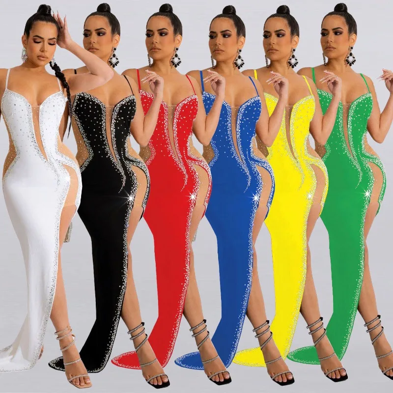 Sexy Hot Diamond Mesh Patchwork See Through Sling Long Dress Elegant 2023 Autumn New Slim Irregular Hem Vestidos Prom Partywear
Sexy Hot Diamond Mesh Patchwork See Through Sling Long Dress Elegant 2023 Autumn New Slim Irregular Hem Vestidos Prom Partywear