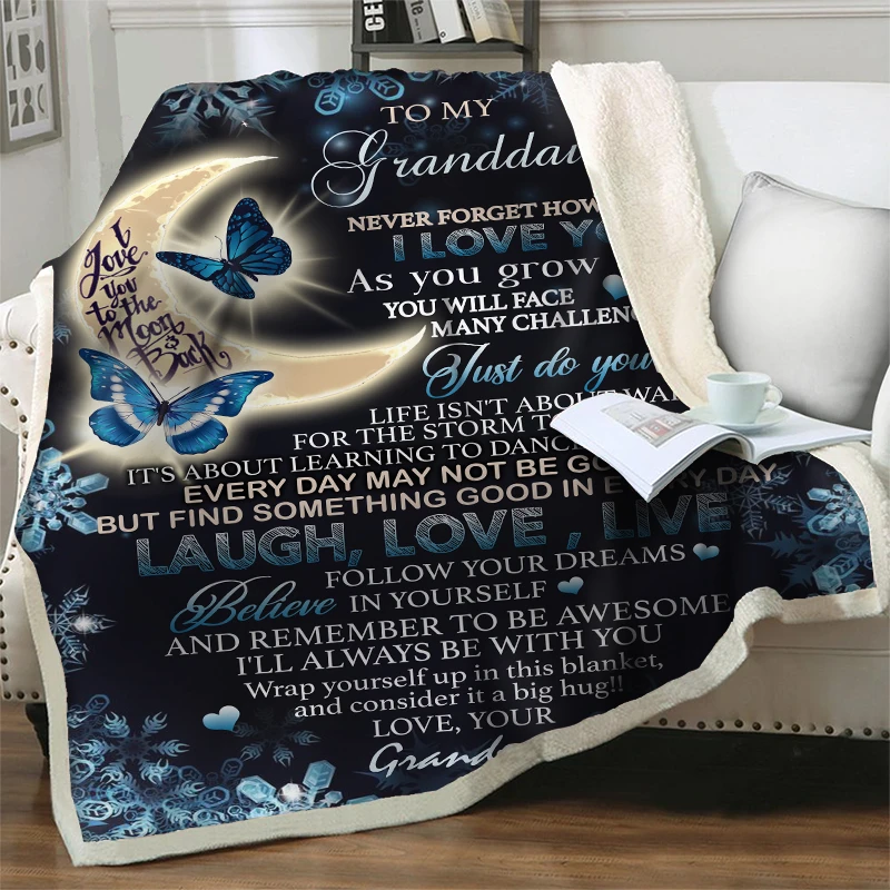 

To My Granddaughter Soft Warm Cozy Quilts Letter Flannel Throw Blankets For Beds Sofa Home Textiles Couch Best Express Love Gift