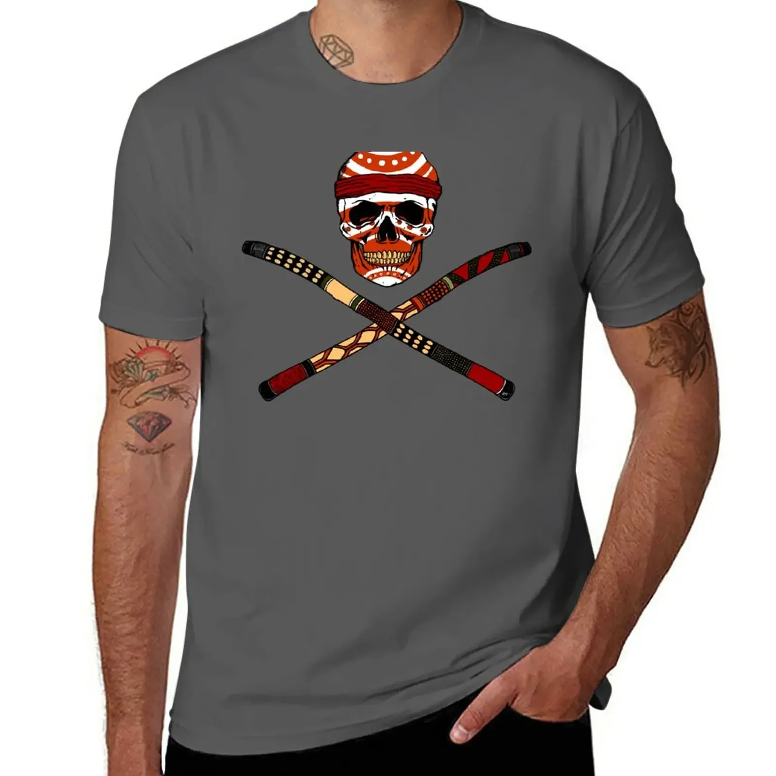 

Skull and Crossed Didgeridoo T-Shirt blanks vintage clothes boys animal print mens t shirt
