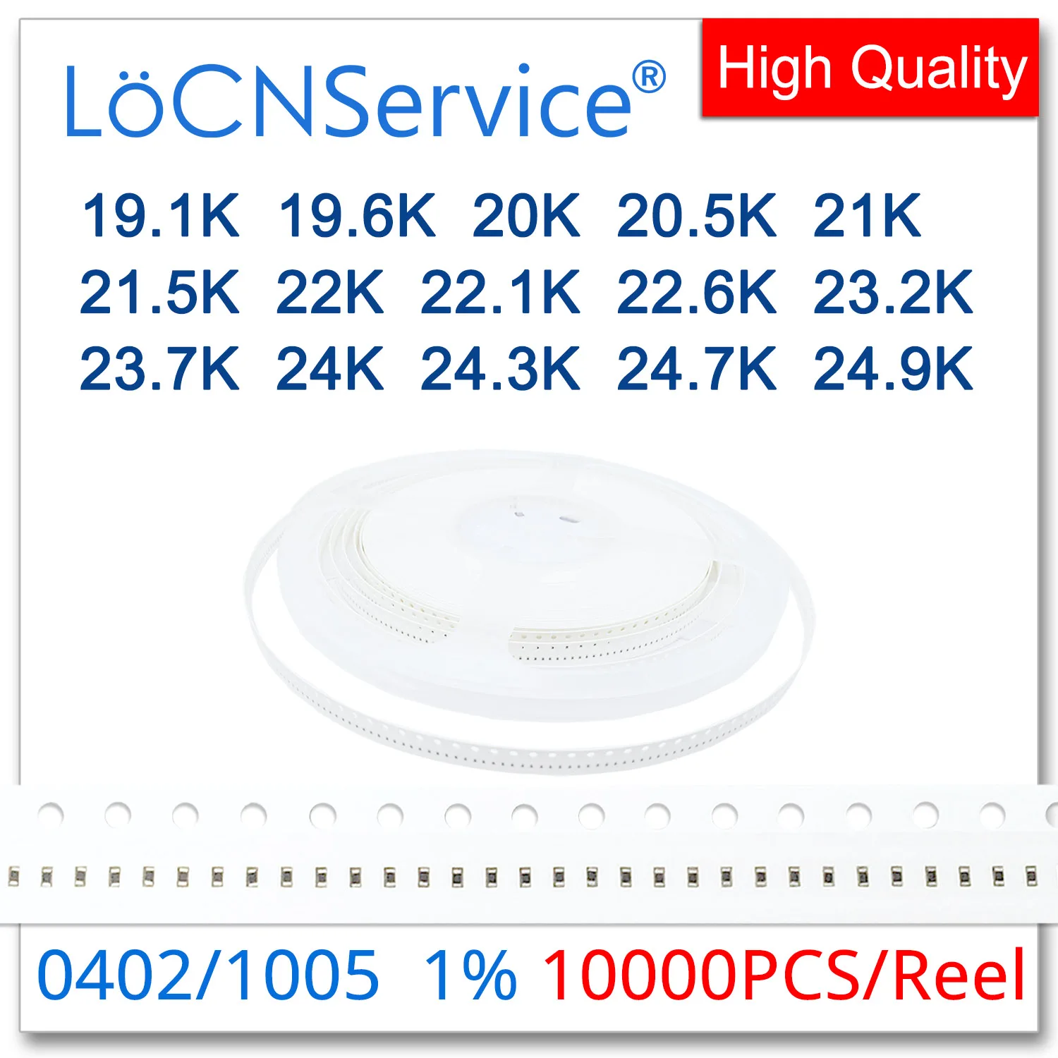 LoCNService 0402 1% 10000PCS 19.1K 19.6K 20K 20.5K 21K 21.5K 22K 22.1K 22.6K 23.2K 23.8K 24K 24.3K 24.9K 1005 Resistor OHM 
LoCNService 0402 1% 10000PCS 19.1K 19.6K 20K 20.5K 21K 21.5K 22K 22.1K 22.6K 23.2K 23.8K 24K 24.3K 24.9K 1005 Resistor OHM