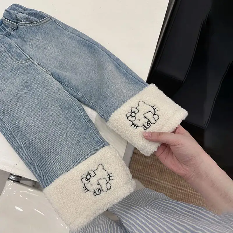 Sanrio Hello Kitty Anime Children Velvet Jeans Korean Style Autumn Winter Comfortable Cartoon Cotton Jeans Kawaii Straight Pants
Sanrio Hello Kitty Anime Children Velvet Jeans Korean Style Autumn Winter Comfortable Cartoon Cotton Jeans Kawaii Straight Pants