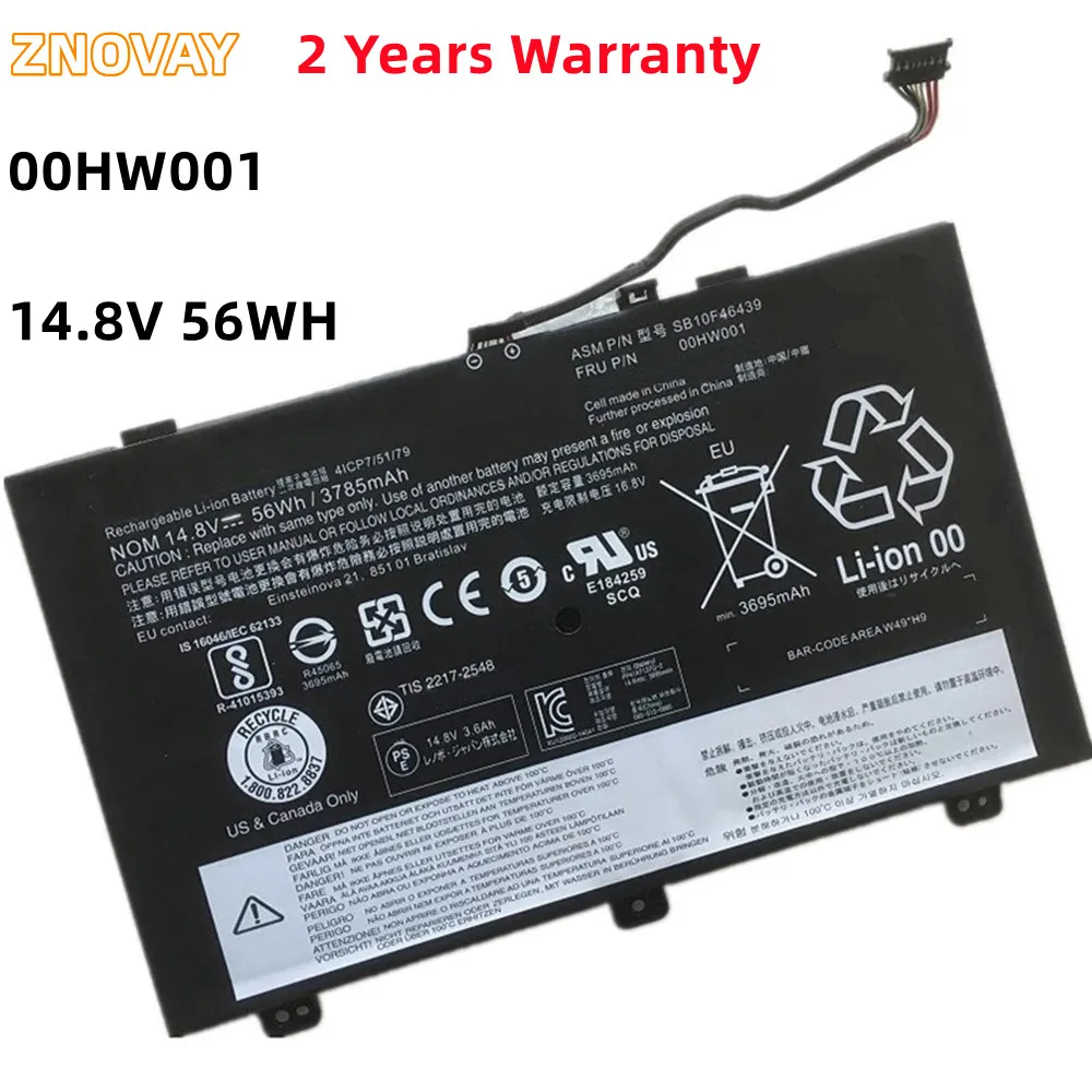 ZNOVAY 00HW001 14.8V 56WH Laptop Battery For Lenovo ThinkPad S3 Yoga 14 Series Notebook 00HW000 SB10F46438 4ICP7/52/76
ZNOVAY 00HW001 14.8V 56WH Laptop Battery For Lenovo ThinkPad S3 Yoga 14 Series Notebook 00HW000 SB10F46438 4ICP7/52/76