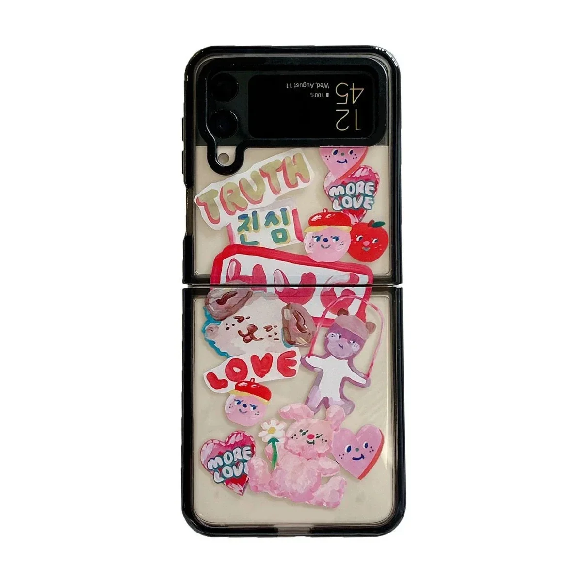 

Black Border Acrylic Dog Graffiti Phone Case for Samsung Galaxy Z Flip 5 4 3 Back Cover for ZFlip3 ZFlip4 ZFlip5 Hard Case Shell