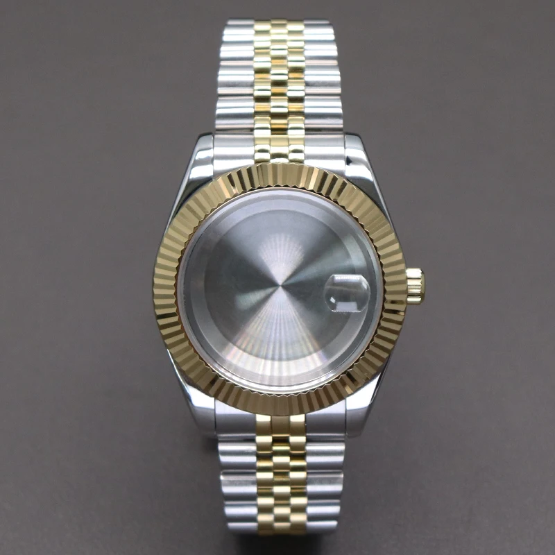 

Ремешок для часов Seiko nh35/36 Miyota 8215, золотистый и серебристый цвета, 28,5 мм, с сапфировым стеклом
