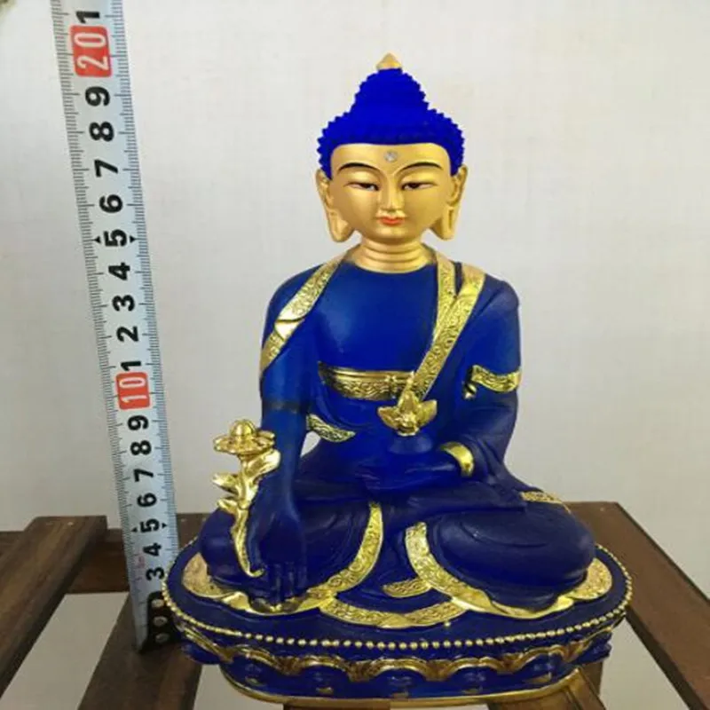 

High quality solemn and sacred Colored glaze Pharmacist Buddha Image Disaster Relief Yanshou Tibetan Buddhism Free Ship