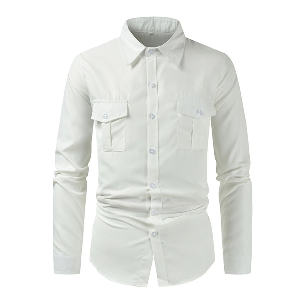 Men's Business Formal Shirts And Blouses Solid Color Pockets Long Sleeve Slim Fit Casual Tops Shirt Male Clothing
Men's Business Formal Shirts And Blouses Solid Color Pockets Long Sleeve Slim Fit Casual Tops Shirt Male Clothing