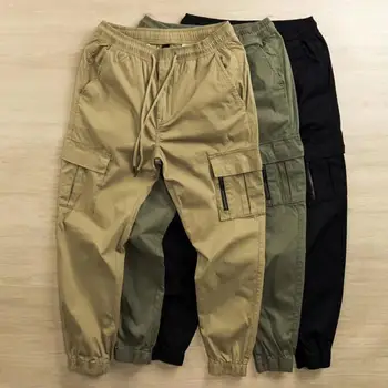 ZANZEA: O Vestido Cargo Perfeito para o Verão 8 Joggers Cargo Pants Men Solid Color Breathable Drawstring Elastic Waist Ankle-banded Men Trousers M-3XL