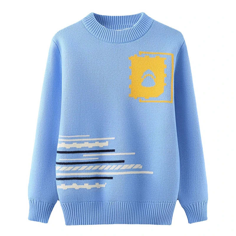 

Knit Sweater Boys Christmas Pullover Knitted Clothes Fall Winter Children O-neck Knitwear Cotton Keep Warm Sweater 8 To 12Years