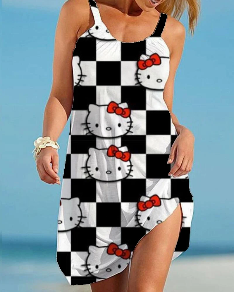Summer Loose Dress For Women O Collar Sleeveless High Waist Hello Kitty Print Colorblock beach party Dresses Female Clothing y2k
Summer Loose Dress For Women O Collar Sleeveless High Waist Hello Kitty Print Colorblock beach party Dresses Female Clothing y2k