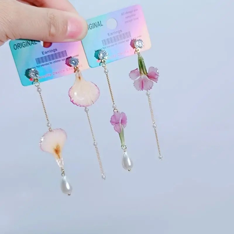 

Unique Epoxy Resin Pressed Real Flower Earrings Handmaking Natural Dried Flower Earring 2024 New Statement Jewelry Wholesale