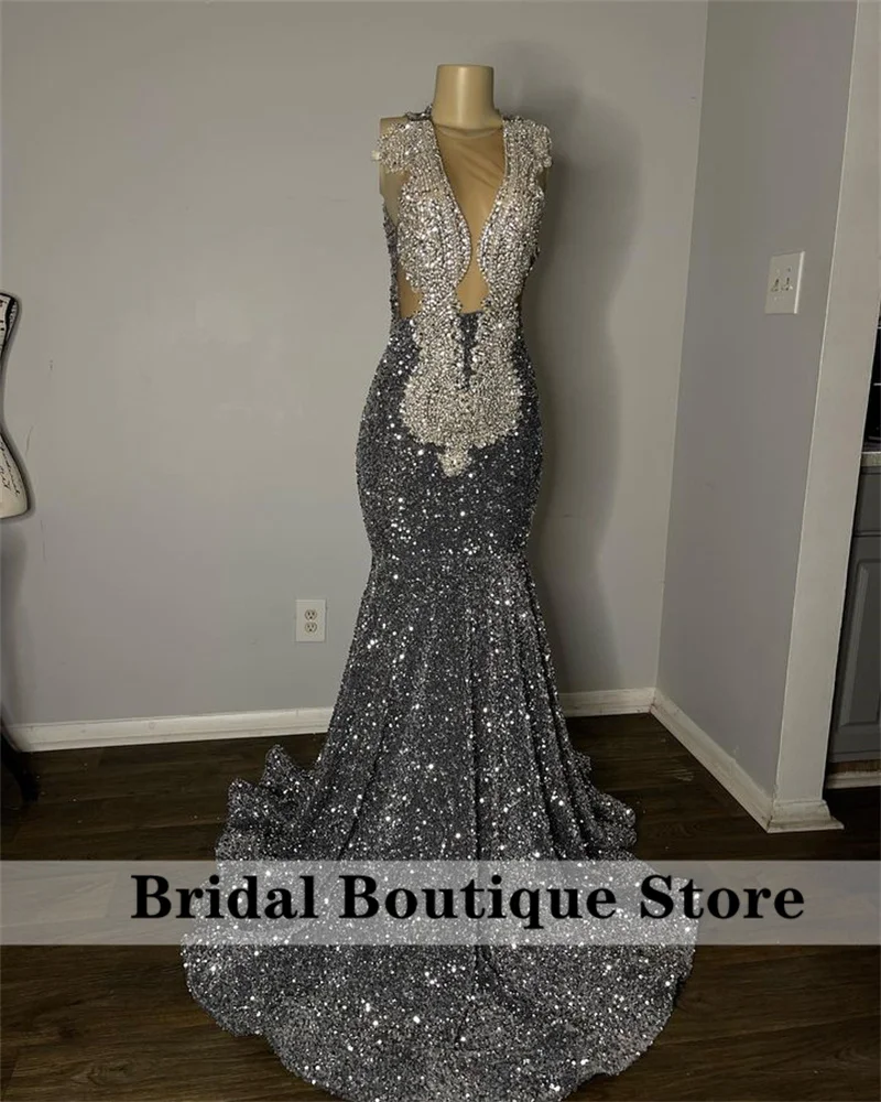 Женское серебряное платье с блестками, роскошное вечернее платье с бусинами и стразами, блестящее платье для выпускного вечера, 2024
Женское серебряное платье с блестками, роскошное вечернее платье с бусинами и стразами, блестящее платье для выпускного вечера, 2024