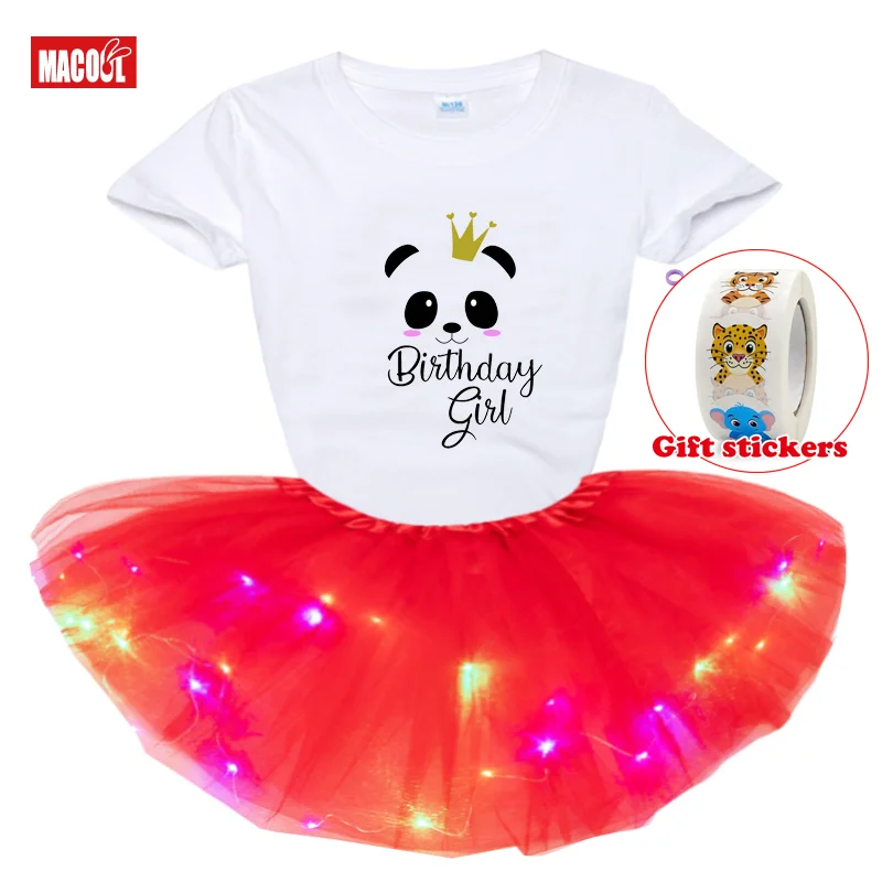 

Summer Tutu Dresses Kids Girl Clothes 24M -8Yrs Colorful Mini Pettiskirt Girls Party Dance Neon LED Tutu Skirt Children Clothing