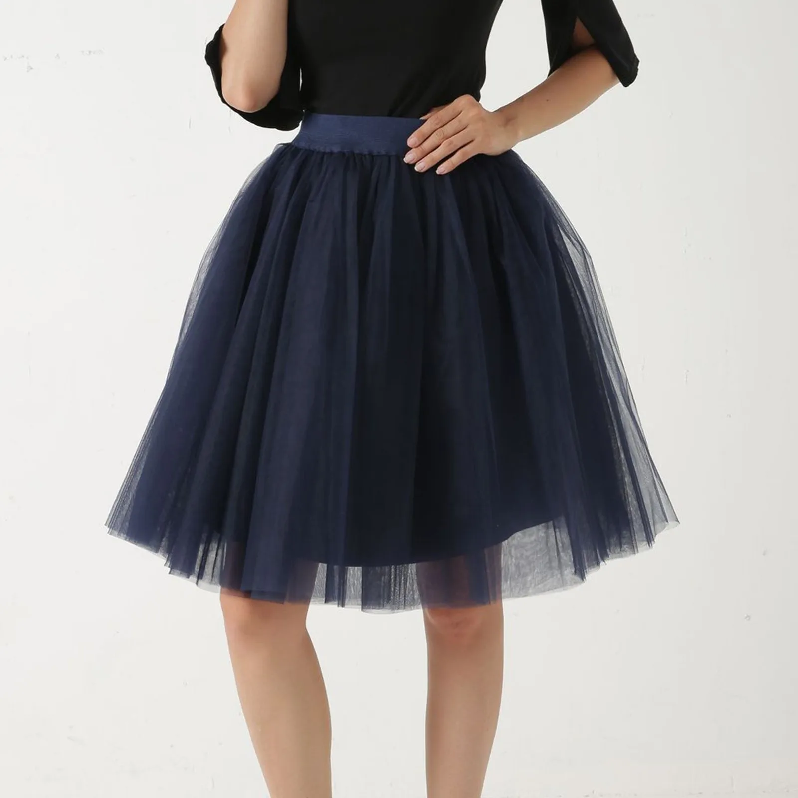 

Quality 5 Layers Fashion Tulle Skirt Pleated TUTU Skirts Womens Lolita Petticoat Bridesmaids Midi Skirt Jupe Saias faldas