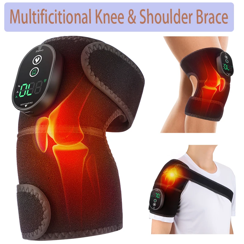 

Electric Heating 45-70℃ Shoulder Massager Brace Joint Arthritis Pain Relief Vibration LED Control Support Belt with Wormwood Bag
