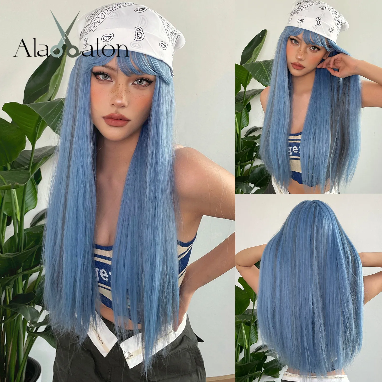 ALAN EATON Cosplay Custom Blue Wigs for Women Long Straight Synthetic Wigs with Bangs Sky Blue Gray Hair Heat Resistant Fiber
ALAN EATON Cosplay Custom Blue Wigs for Women Long Straight Synthetic Wigs with Bangs Sky Blue Gray Hair Heat Resistant Fiber