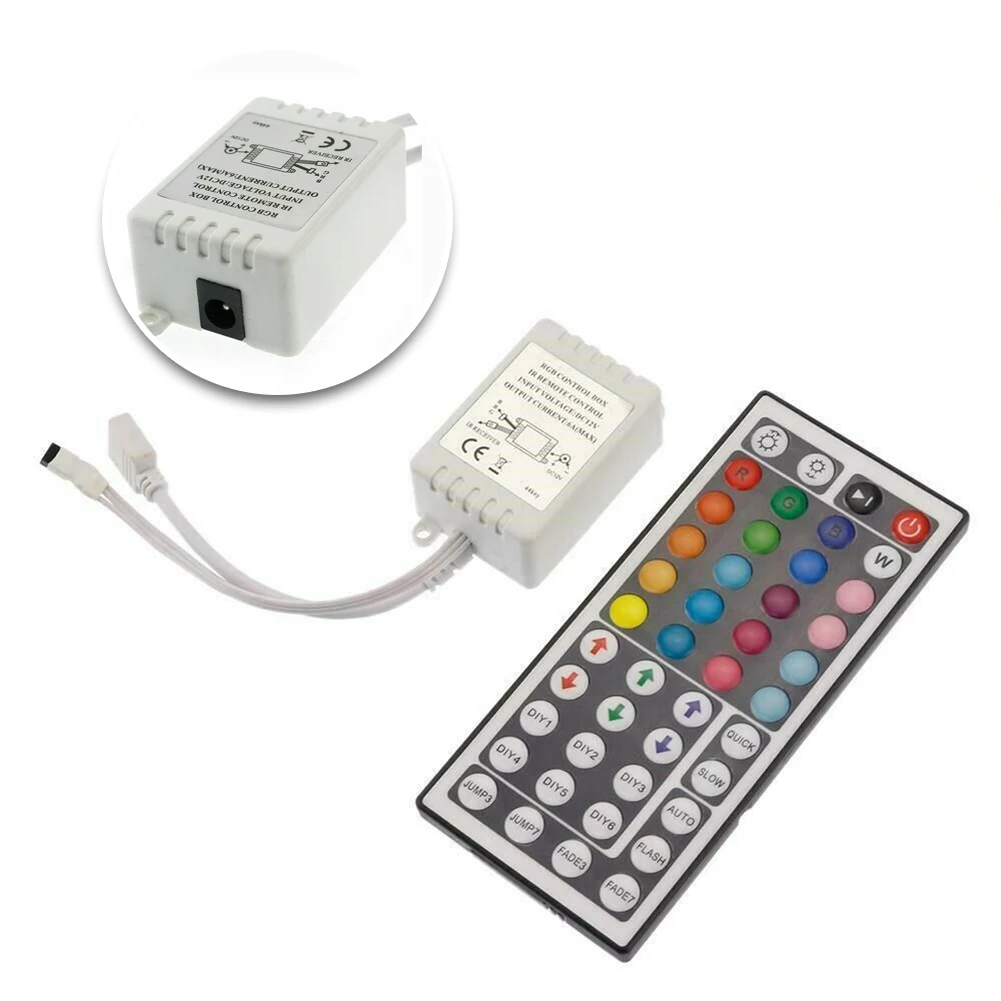 RGB Led Control Box Light Dimmer Regulator IR24/44 Keys IR Remote Controller For 3528 5050 12V Strip Light Point-source Lamp
RGB Led Control Box Light Dimmer Regulator IR24/44 Keys IR Remote Controller For 3528 5050 12V Strip Light Point-source Lamp