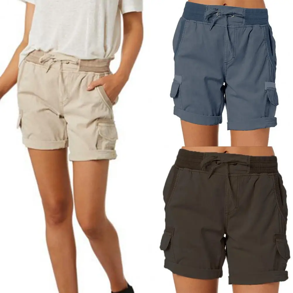 

Women Shorts Solid Color Cotton Flax Lace-up Summer Simple Bow Short Pants Female Cargo Shorts Pantalones Cortos