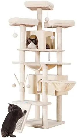 

Cat Tree, 71 inches XL Large Cat Tower for Indoor Cats, Multi-Level Cat House with 3 Padded Perches, Big Scratcher, Cozy Basket,