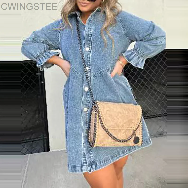 Lady Streetwear Fashion Denim Shirt Dress Autumn Summer New Casual Solid 3/4 Sleeves Buttons Cardigans Commute Women's Dresses
Lady Streetwear Fashion Denim Shirt Dress Autumn Summer New Casual Solid 3/4 Sleeves Buttons Cardigans Commute Women's Dresses
