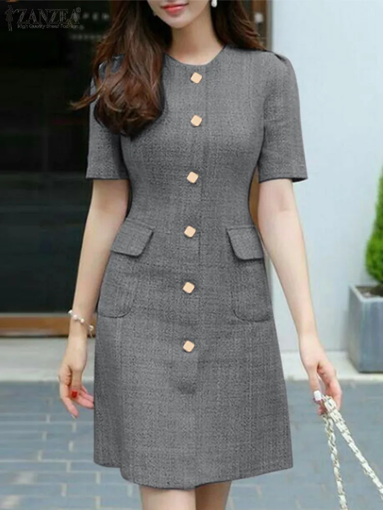 ZANZEA Elegant Women Fashion Summer Sundress Stylish Buttons Down OL Work Vestido Short Sleeve Slim Fit Dress Korean Chic 2023
ZANZEA Elegant Women Fashion Summer Sundress Stylish Buttons Down OL Work Vestido Short Sleeve Slim Fit Dress Korean Chic 2023