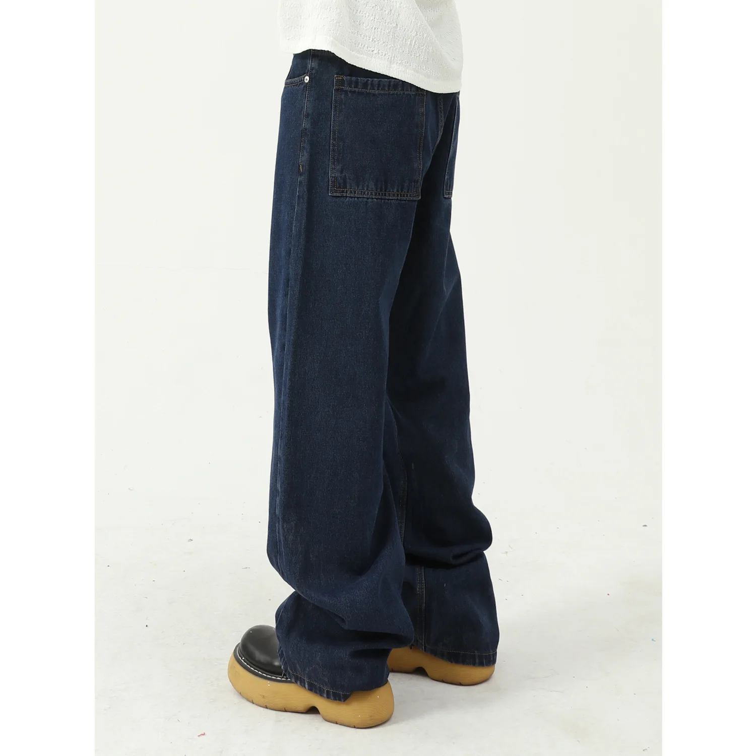 High Quality Korean Loose Dark Blue Denim Pants Men Mid Waist Straight Slim Couple Jeans
High Quality Korean Loose Dark Blue Denim Pants Men Mid Waist Straight Slim Couple Jeans