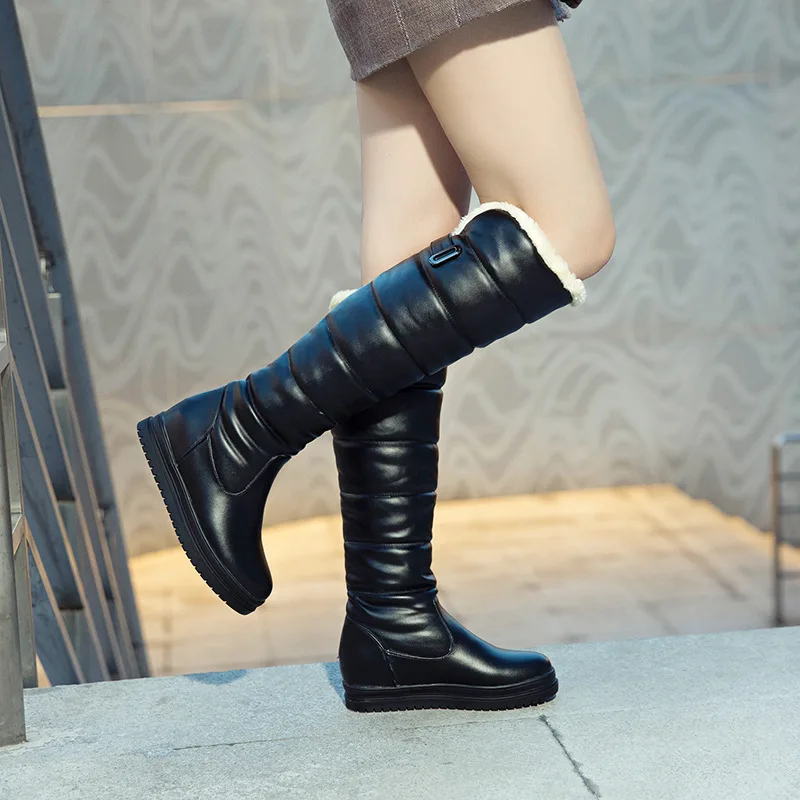

Women's Rubber Boots Flat Heel Round Toe Australia Clogs Platform Plush Winter Footwear Female Shoes Rain Low Snow Lolita Fur 2