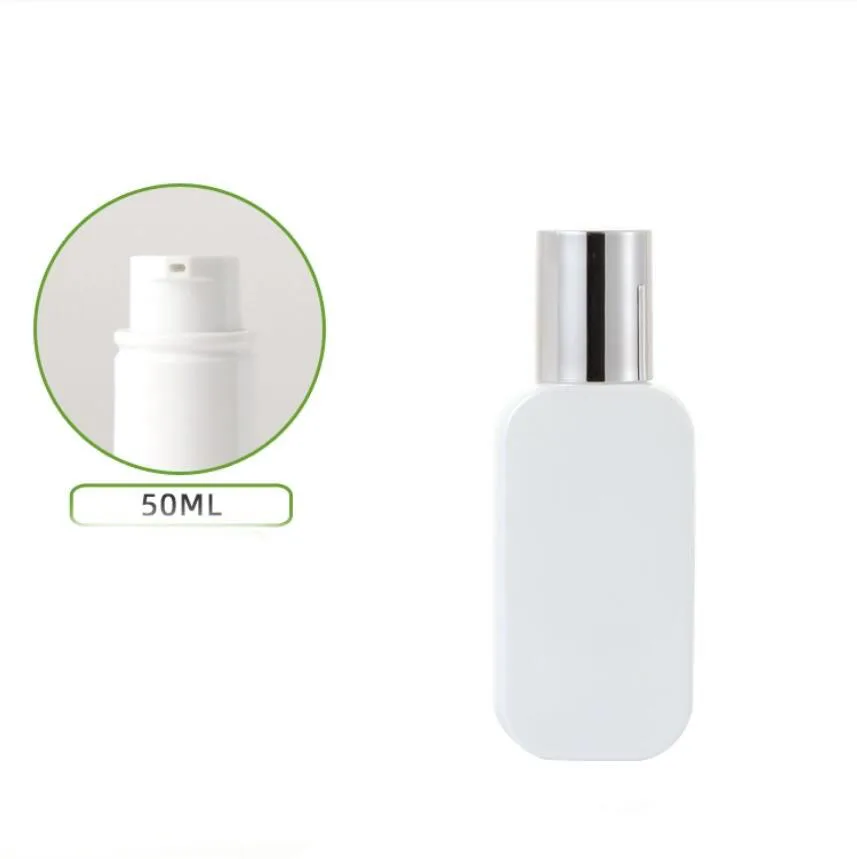 

50ml white glass bottle silver pump serum/lotion/emulsion/foundation/essence toilet toner water skin care cosmetic packing