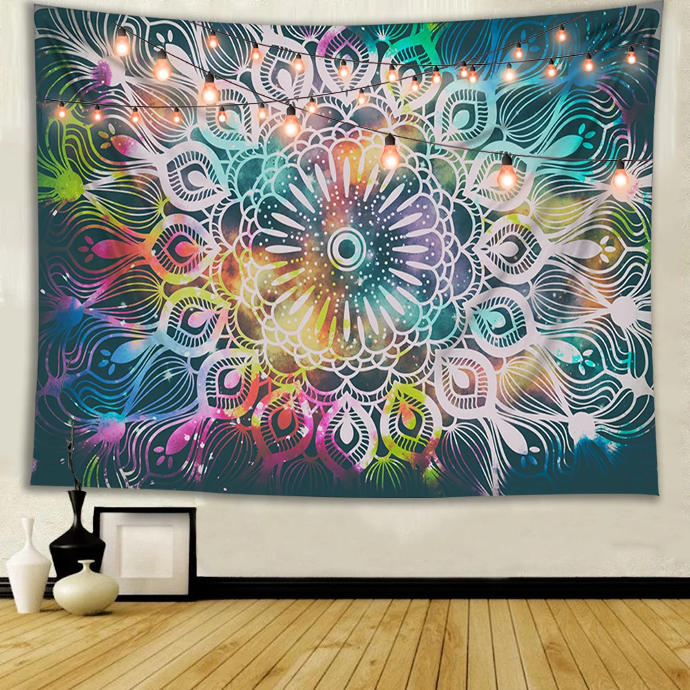 

LEVOO Peacock Feather Tapestry India Mandala Hippie Bohemian Psychedelic Aesthetic Art Decor Wall Cloth Tapestries Wall Tapestry