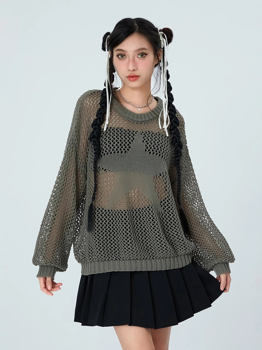 Женский трикотажный пуловер с длинным рукавом, круглым вырезом
Женский трикотажный пуловер с длинным рукавом, круглым вырезом