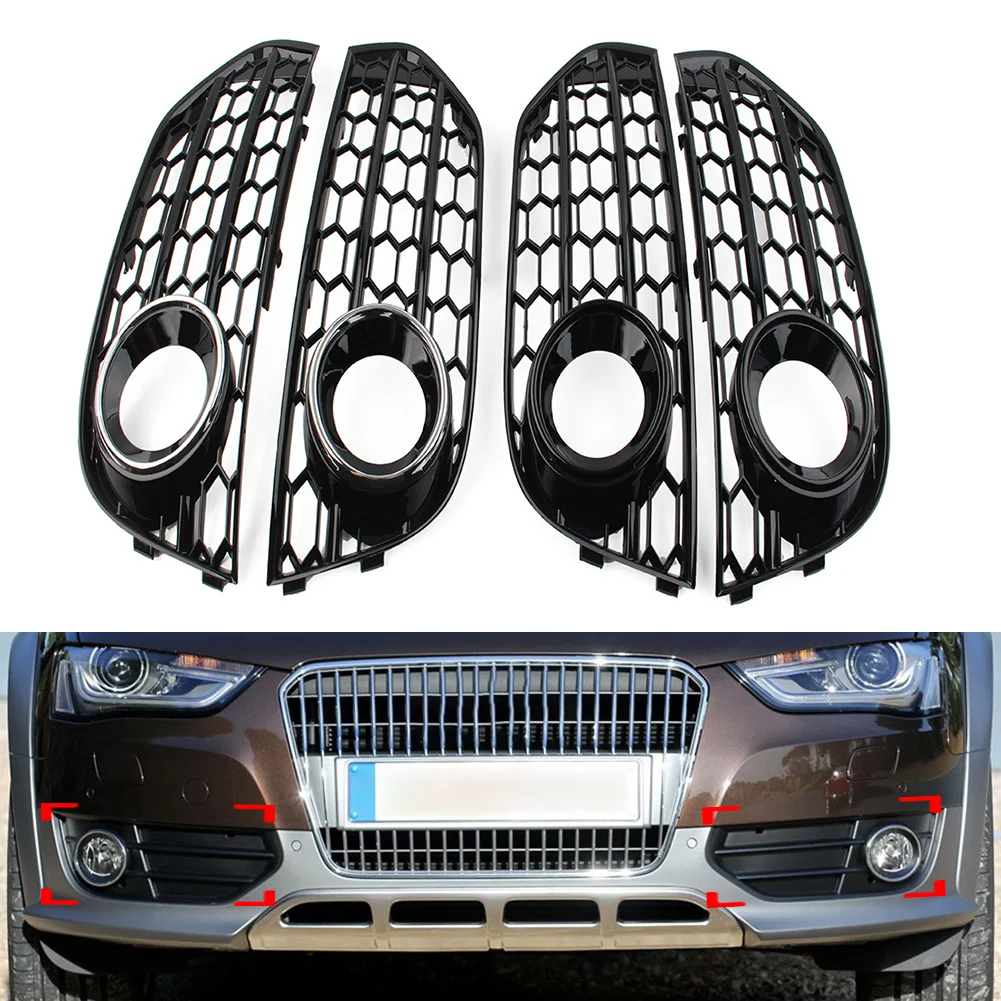 1 Pair Car Front Bumper Honeycomb Mesh Fog Light Grille Cover For Audi A4 Allroad 2010-2016 Glossy Black ABS Plastic
1 Pair Car Front Bumper Honeycomb Mesh Fog Light Grille Cover For Audi A4 Allroad 2010-2016 Glossy Black ABS Plastic