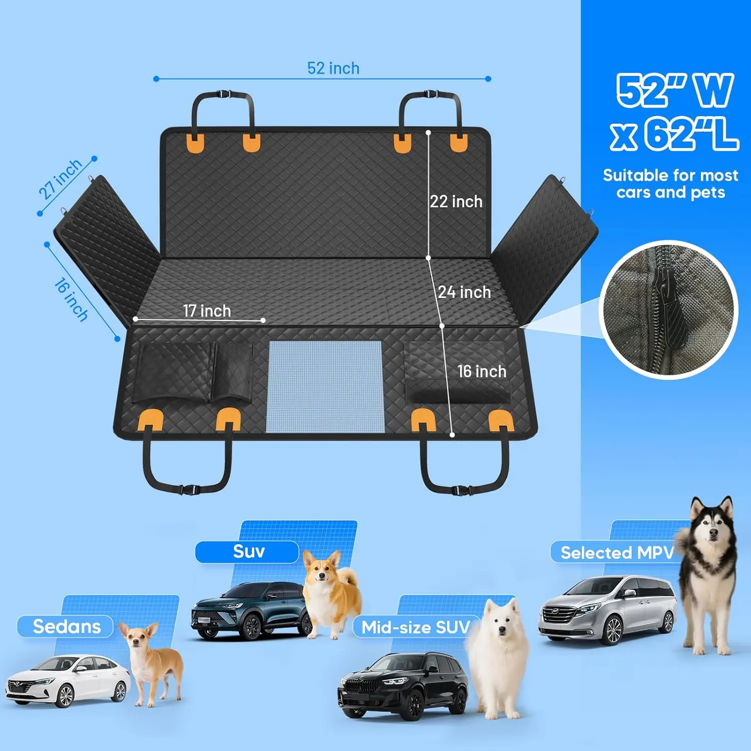 Hard Bottom Dog Car Seat Cover – Waterproof Back Seat Protector Hard Bottom Dog Car Seat Cover – Waterproof Back Seat Protector