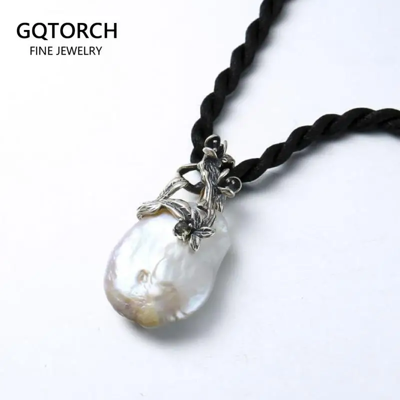 925 Sterling Silver Pendant Necklace Irregular Baroque Shaped Pearl Vintage Thai Silver Flower Pendant With Rope Chain For Women
925 Sterling Silver Pendant Necklace Irregular Baroque Shaped Pearl Vintage Thai Silver Flower Pendant With Rope Chain For Women