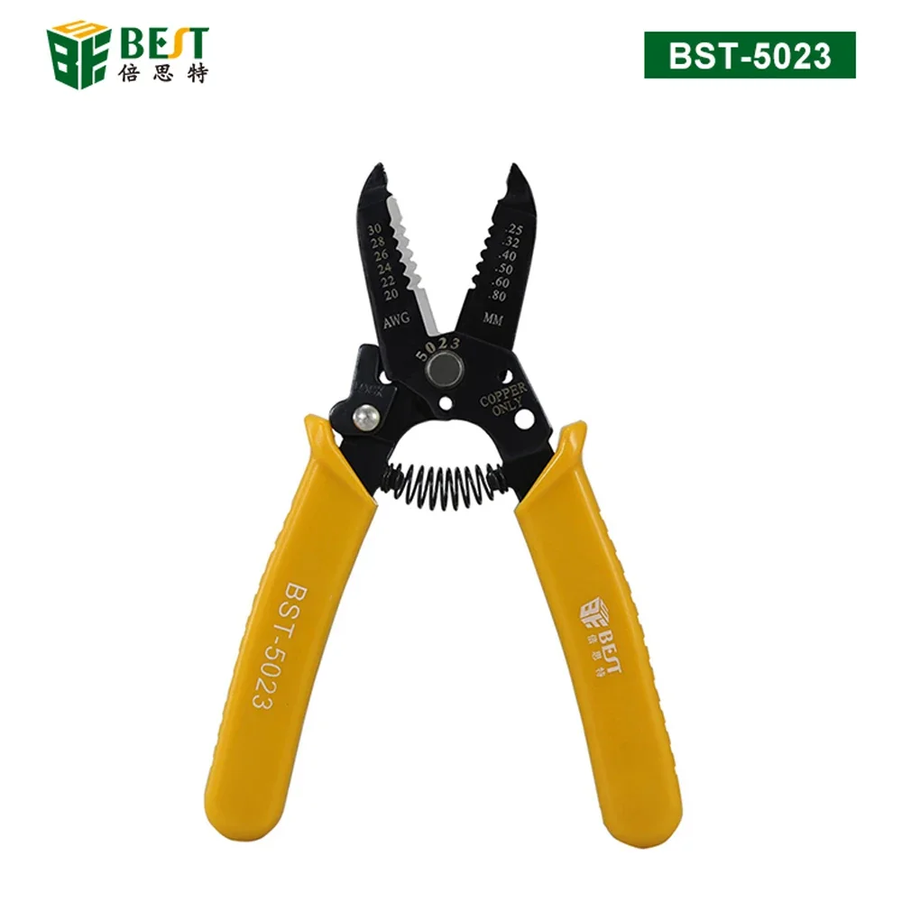 

BST-5023 Multi-Functional Precision Fiber Cable Wire Stripper 20-30 AWG Copper Cable Hardened Steel Wire Stripper Plier Tools
